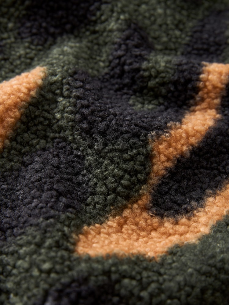 Khaki Green Animal Outdoor Next Elements Hooded Teddy Borg Quarter Zip Fleece - Image 7 of 7