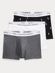 Серый/белый/черный принт с пони - Polo Ralph Lauren Stretch Cotton Boxers 3 Pack - Image 1 of 6