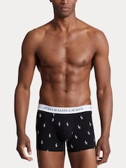 Серый/белый/черный принт с пони - Polo Ralph Lauren Stretch Cotton Boxers 3 Pack - Image 4 of 6