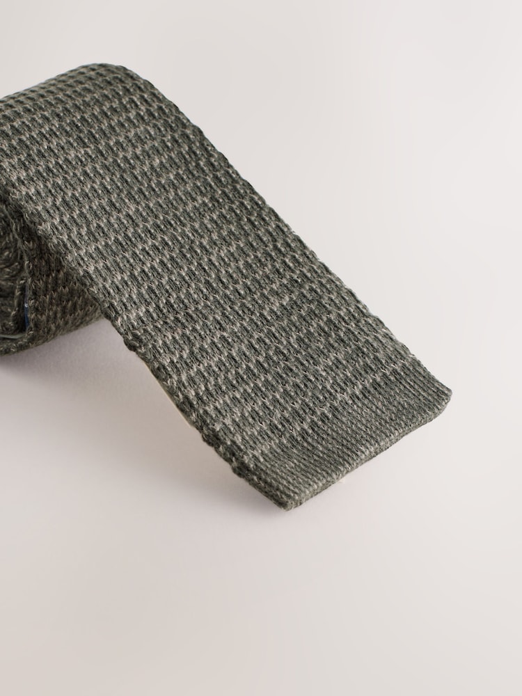 Barbour® Olive Green Knitted Tie - Image 3 of 3