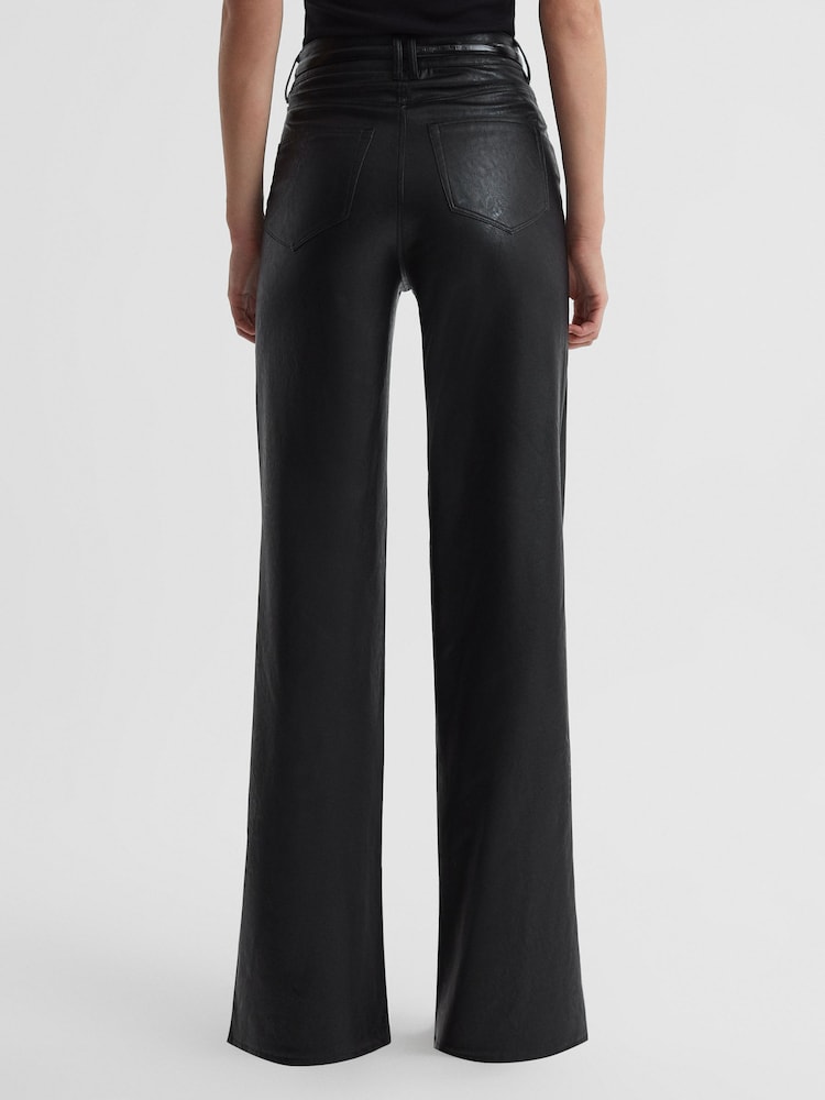 Paige Sasha Faux Leather High Rise Straight Black Trousers - Image 2 of 7