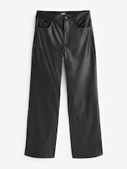Paige Sasha Faux Leather High Rise Straight Black Trousers - Image 5 of 7