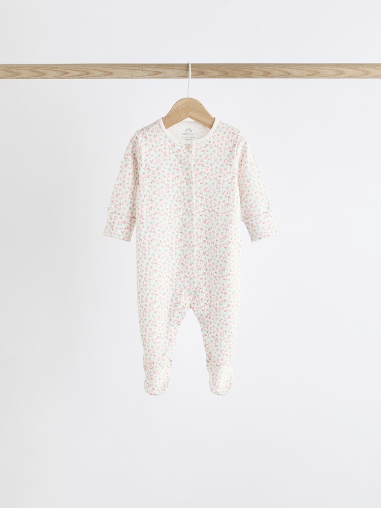 Pink 4 Pack Baby 100% Cotton Sleepsuits (0-2yrs) - Image 10 of 13
