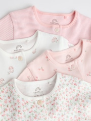 Pink 4 Pack Baby 100% Cotton Sleepsuits (0-2yrs) - Image 2 of 13