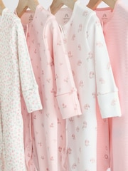 Pink 4 Pack Baby 100% Cotton Sleepsuits (0-2yrs) - Image 3 of 13