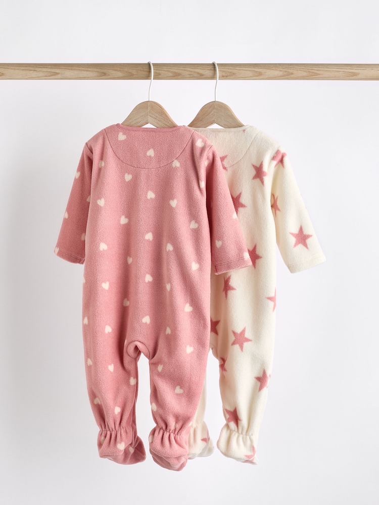 Рожевий - немовля Microfleece Zip Sleepsuits 2 набір - Image 2 of 6