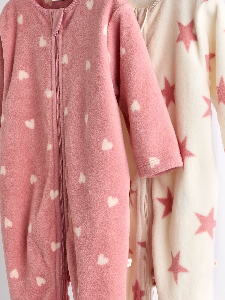 Рожевий - немовля Microfleece Zip Sleepsuits 2 набір - Image 4 of 6