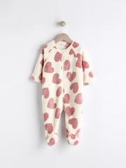 Pink heart Baby Zip Fleece Sleepsuit - Image 1 of 10