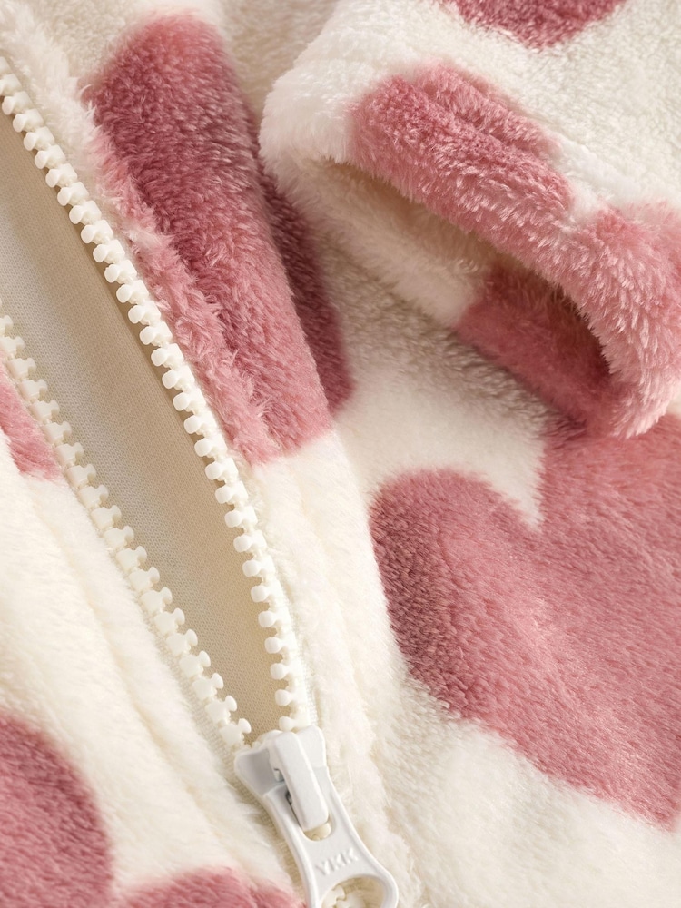 Pink heart Baby Zip Fleece Sleepsuit - Image 10 of 10
