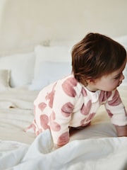 Pink heart Baby Zip Fleece Sleepsuit - Image 3 of 10