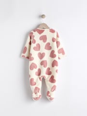 Pink heart Baby Zip Fleece Sleepsuit - Image 5 of 10