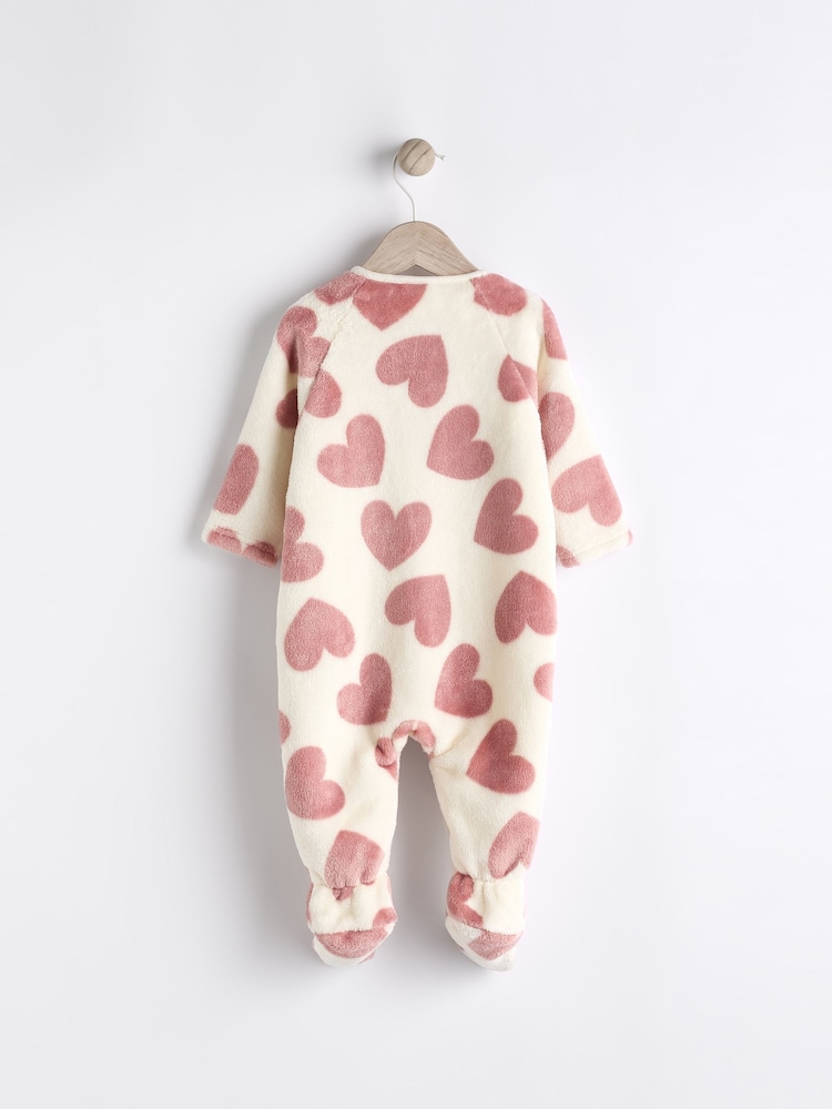 Pink heart Baby Zip Fleece Sleepsuit - Image 5 of 10