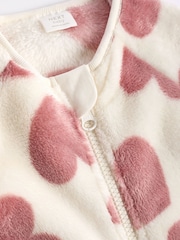 Pink heart Baby Zip Fleece Sleepsuit - Image 7 of 10