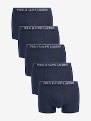 Polo Ralph Lauren Navy Classic Stretch Boxers 5 Pack - Image 1 of 2