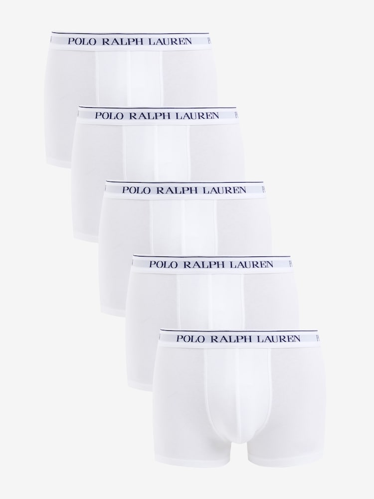 Polo Ralph Lauren White Classic Stretch Boxers 5 Pack - Image 1 of 6 Polo Ralph Lauren White Classic Stretch Boxers 5 Pack - Image 1 of 6