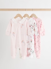 Pink & Weiß - Baby-Schlafanzüge aus 100 % Baumwolle im 3er-Pack (0–3 J.) - Bild 1 von 1
