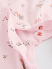 Pink/White Baby 100% Cotton Sleepsuits 3 Pack (0-3yrs) - Image 12 of 13