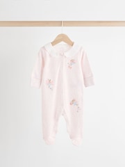 Pink/White Baby 100% Cotton Sleepsuits 3 Pack (0-3yrs) - Image 3 of 13