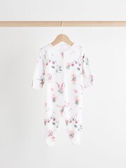 Pink/White Baby 100% Cotton Sleepsuits 3 Pack (0-3yrs) - Image 5 of 13