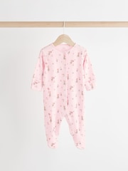 Pink/White Baby 100% Cotton Sleepsuits 3 Pack (0-3yrs) - Image 6 of 13