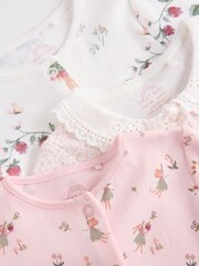 Pink/White Baby 100% Cotton Sleepsuits 3 Pack (0-3yrs) - Image 8 of 13
