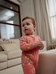 Multi Animal Baby Printed Cotton Zip Sleepsuits 3 Pack (0mths-2yrs) - Image 2 of 9