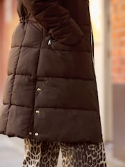 Chocolate Brown Shower Resistant Padded Puffer Hooded Mid Length Coat - Image 5 of 8