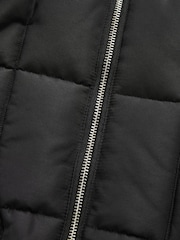 Black Shower Resistant Padded Puffer Hooded Mid Length Coat - Image 7 of 9