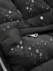 Black Shower Resistant Padded Puffer Hooded Mid Length Coat - Image 9 of 9