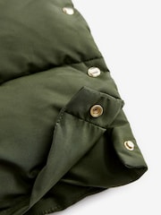 Khaki Green Shower Resistant Padded Puffer Hooded Mid Length Coat - Image 9 of 11