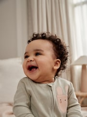 Mint Green Two Way Zip Baby Footless 100% Cotton Sleepsuits 3 Pack (0mths-3yrs) - Image 2 of 11