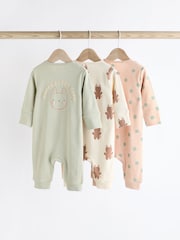 Mint Green Two Way Zip Baby Footless 100% Cotton Sleepsuits 3 Pack (0mths-3yrs) - Image 5 of 11