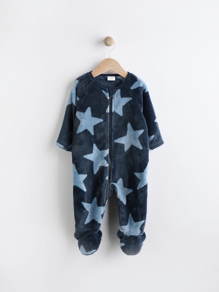 Modra z zvezdami - dojenček Zip Fleece pajac za spanje - Slika 1 iz 11 Modra z zvezdami - dojenček Zip Fleece pajac za spanje - Slika 1 iz 11