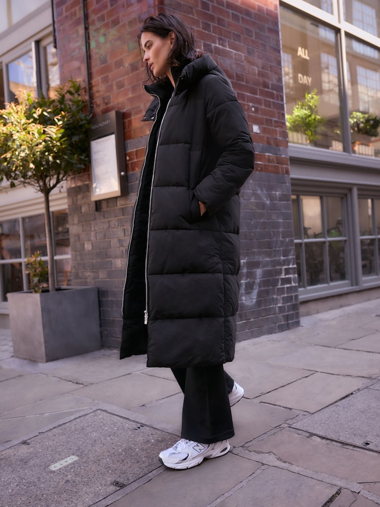 Black Shower Resistant Padded Hooded Coat - Image 2 of 4