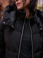 Black Shower Resistant Padded Hooded Coat - Image 4 of 4