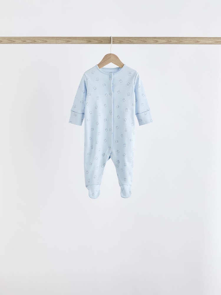 Blue 7 Pack Baby Bear Sleepsuit (0-2yrs) - Image 10 of 16