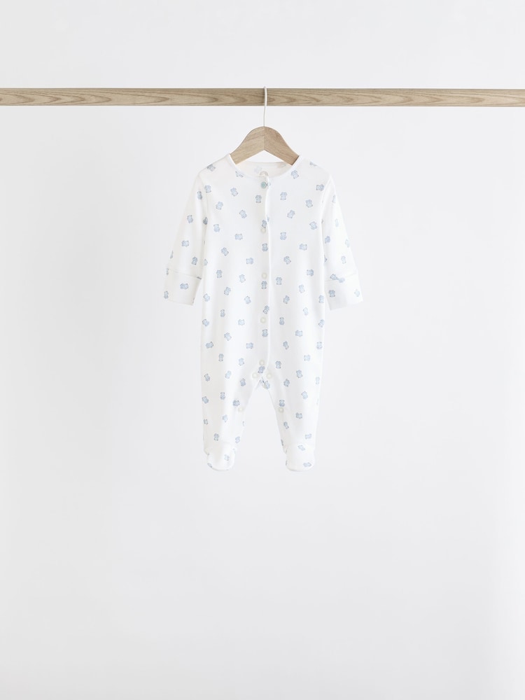 Blue 7 Pack Baby Bear Sleepsuit (0-2yrs) - Image 13 of 16
