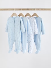 Blue 4 Pack Baby Bear Sleepsuit (0-2yrs) - Image 1 of 11