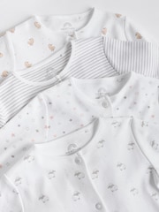 White 4 Pack Baby Delicate Animal Printed 100% Cotton Sleepsuits (0-2yrs) - Image 5 of 8