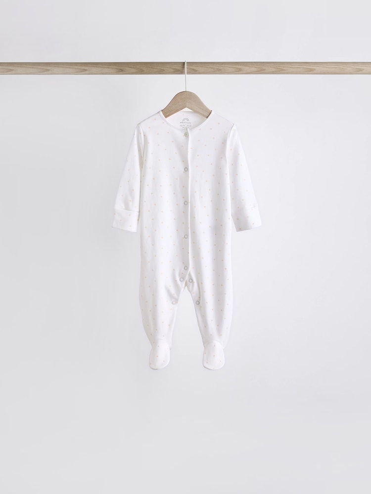 Weiß - Baby Delicate Animal Printed 100% Cotton Sleepsuits (0-2yrs) - Image 10 of 15