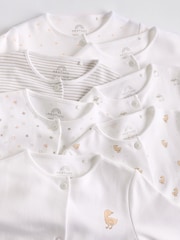 White 7 Pack Baby Delicate Animal Printed 100% Cotton Sleepsuits (0-2yrs) - Image 12 of 15