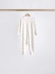 White 7 Pack Baby Delicate Animal Printed 100% Cotton Sleepsuits (0-2yrs) - Image 4 of 15