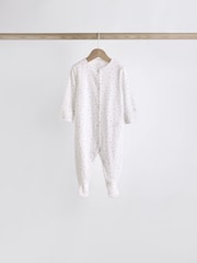 White 7 Pack Baby Delicate Animal Printed 100% Cotton Sleepsuits (0-2yrs) - Image 5 of 15
