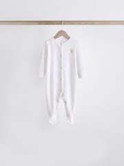 White 7 Pack Baby Delicate Animal Printed 100% Cotton Sleepsuits (0-2yrs) - Image 6 of 15