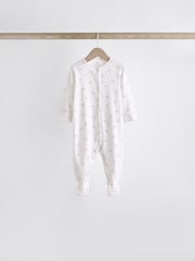White 7 Pack Baby Delicate Animal Printed 100% Cotton Sleepsuits (0-2yrs) - Image 7 of 15