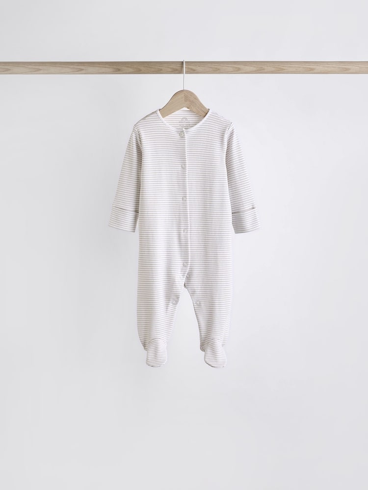 Weiß - Baby Delicate Animal Printed 100% Cotton Sleepsuits (0-2yrs) - Image 8 of 15