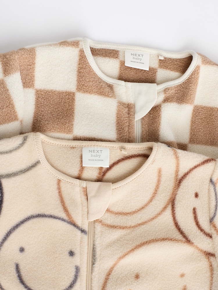 Neutral Fleece Sleepsuits 2 Pack - Image 6 of 9
