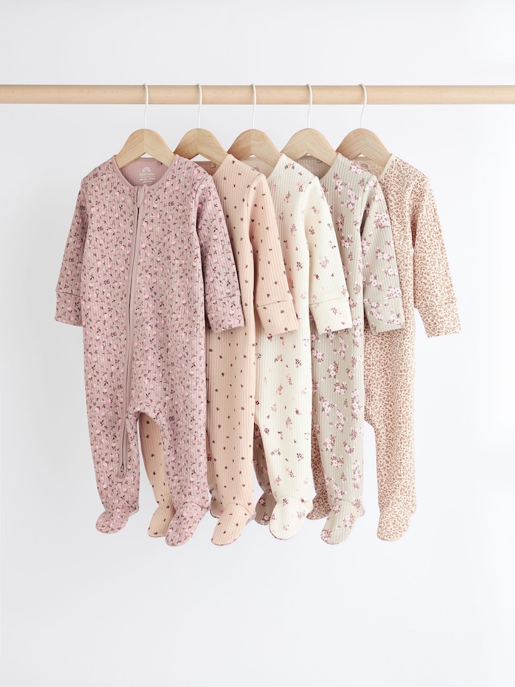 Karamellbraun - Schlafanzüge für Babys mit Zwei-Wege-Reißverschluss aus 100 % Baumwolle im 5er-Pack (0–2 J.) - Bild 1 von 12 Karamellbraun - Schlafanzüge für Babys mit Zwei-Wege-Reißverschluss aus 100 % Baumwolle im 5er-Pack (0–2 J.) - Bild 1 von 12