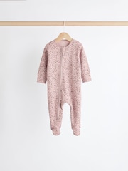Caramel Brown 100% Cotton Two Way Zip Baby Sleepsuits 5 Pack (0-2yrs) - Image 3 of 12