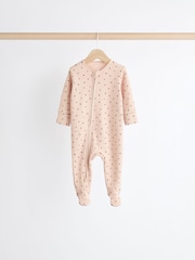 Caramel Brown 100% Cotton Two Way Zip Baby Sleepsuits 5 Pack (0-2yrs) - Image 4 of 12